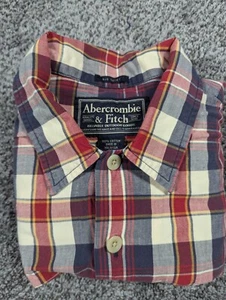 Vintage Abercrombie Fitch Shirt Mens Medium Red Plaid The Big Shirt SS Y2K - Picture 1 of 8