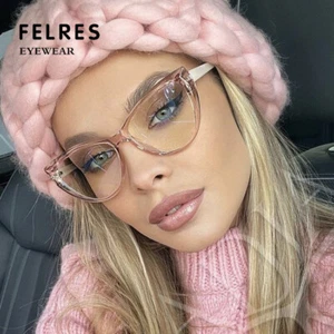 Women Anti-Blue Light Cat Eye Optical Glasses Retro Clear Lens Glasses Frames - Picture 1 of 28