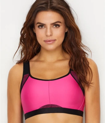 Sujetador deportivo sin cables Wacoal 852218 talla 36DDD negro/rosa Foto 1 de 4