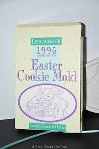 Longaberger 1995 Edición limitada Easter Cookie Mold Grandpa Bunny & Herbie NIB - Imagen 1 de 1