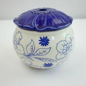 Grasslands Road Ceramic Blue & White Cheese or Butter Bowl - Picture 1 of 8