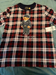 NWTPolo Ralph Lauren Big Boys Polo Bear Plaid Cotton Jersey Tee - Ski Tartan, L - Picture 1 of 4