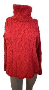 Inis Crafts Pullover Damen Merinowolle Zopfmuster Irland Rollkragen Gr. L - Bild 1 von 21