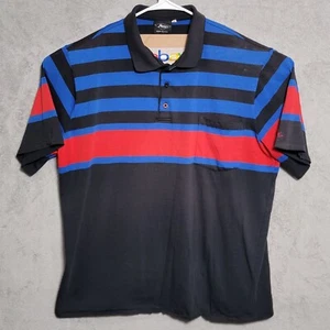 Vintage Hobie Polo Shirt Mens Size 3XT Black Blue Red Striped Casual Made In USA - Picture 1 of 16