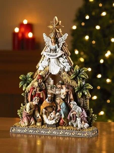 Avalon Gallery Nativity Tree and Stable Figurine - Picture 1 of 1