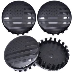 4x 83mm Chrome Black American Flag Car Wheel Center Hub Cap for Yukon Sierra - Picture 1 of 2
