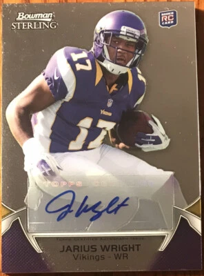 2012 Bowman Sterling Autograph Jarius Wright #AU68 Minnesota Vikings  - Image 1 of 2