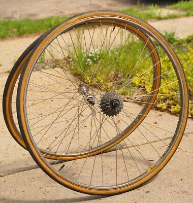 Campagnolo Gipiemme Wheelset Sewup 36 Spoke Vintage Wheels Shimano 600 Freewheel - Image 1 of 4