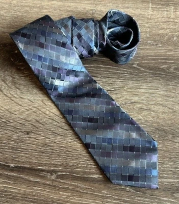 Corbata de cuello para hombre Calvin Klein multicolor a cuadros y cuadros de seda pura. Foto 1 de 4