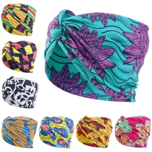 African Printed Wide Turban Sports Headband Elastic Hair Band Gym Yoga Headwear - Picture 1 of 23