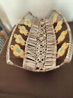 Vintage Woven Wicker Bread(?) Basket W/Ceramic Flowers Unique, Very Well Crafted