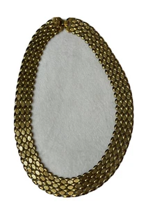 Unsigned Beauty Shiny Gold Tone Mesh Brick Runway Statement Bib Necklace 18" - Picture 1 of 4
