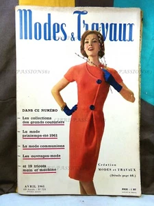 MAGAZINE MODES & TRAVAUX AVEC SUPPLÉMENT PATRON COUTURE, N°724, AVRIL 1961 - Picture 1 of 12