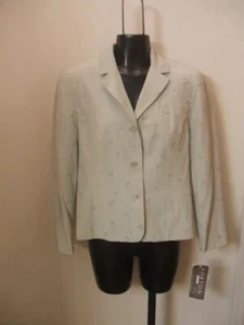 Norton McNaughton Blazer Jacke neu neu mit Etikett $ 72 8P Petite hellgrün Blumenmuster gefüttert - Bild 1 von 10