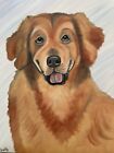 Original Oil Painting Artwork Handsome Golden Retriever Dog