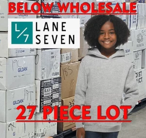 Below WHOLESALE 27 Sudadera con Capucha en Blanco YOUTH LANE SEVEN Pequeña LS1401Y Gris Lote a Granel - Imagen 1 de 3