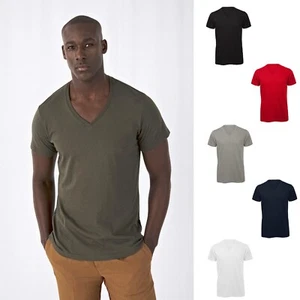 Camiseta Hombre Cuello en V 100% Algodón Orgánico Medium Fit Shirt S - 3XL (BTM044) - Imagen 1 de 8