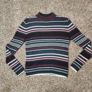 Laura Scott Women's Ribbed Striped Sweater - Black, Red, White Size Small - Picture 1 of 6