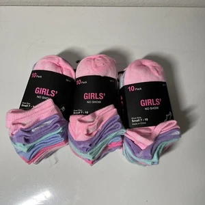 Lot of 3 10Packs of Girls No Show Socks size Small (shoe size 7 - 10) 30 Pairs - Picture 1 of 1