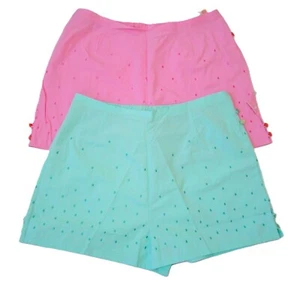 2 Packs Women Summer Shorts - Pink & Green Half Elasticated Waist Ladies Shorts - Picture 1 of 17