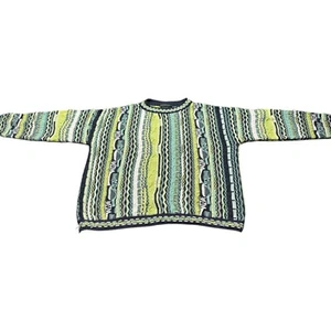 Coogi 1990's Green/Black/White Knitted Sweater Vintage Size XL - Picture 1 of 7