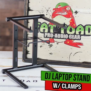 Folding DJ Laptop Stand - Computer Table Top PC Rack Clamp Mount Holder PA Gear - Picture 1 of 15