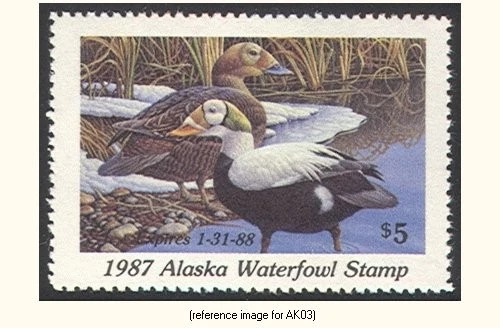HALFPRICEDUCK Alaska Duck Stamp 1987 $5.00 - Image 1 of 1
