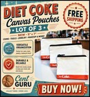 Diet Coke Canvas Pouches Lot Of 3 NEW 5"x7" - Coins, Tools, Jewelry, Makeup