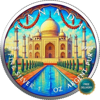 2025 1OZ Silver Canada India Taj Mahal Colorized Color Certif. ONLY 100 #13 - Image 1 of 4