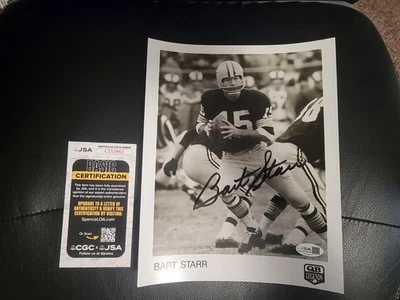 SIGNED Bart Starr Green Bay Packers B&W 8x10 Autograph Autographed JSA COA - Image 1 of 4
