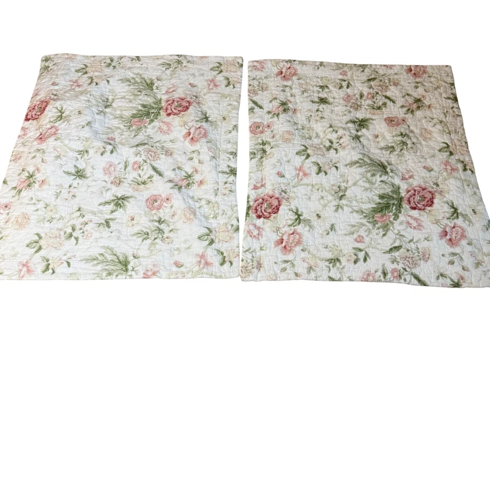 Juego de 2 fundas de almohada florales Laura Ashley Cottagecore Shabby Chic rosas rosadas Foto 1 de 4