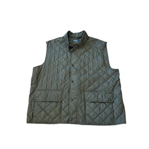 Polo Ralph Lauren Diamond Quilted Vest Olive Green 3XB Mens Button Front Pockets - Picture 1 of 8