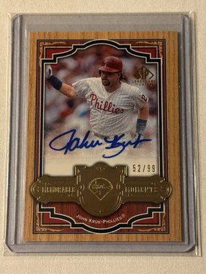 2006 SP Legendary Cuts John Kruk Memorable Moments Autograph #d 52/99 Phillies - Image 1 of 2