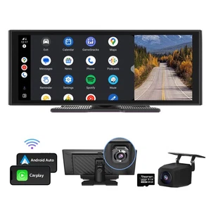 10" Portable Touch Car Stereo Radio Wireless Apple Carplay/Android Auto IPS DVR - Picture 1 of 17