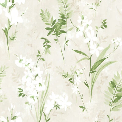 Kitchen Bed Bath IV by Brewster 2686-21628 Driselle Green Floral Wallpaper Foto 1 de 3