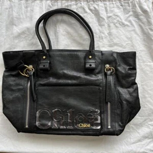Chloé Leather Shoulder Bag Tote Bag Eclipse Auth Black Medium Women From Japan - Picture 1 of 11