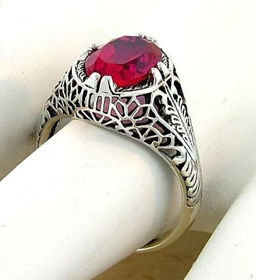VINTAGE STYLE 925 STERLING SILVER 2.50 CARAT LAB-CREATED RUBY RING          #690 - Image 1 of 4
