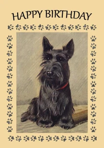 SCOTTISH TERRIER SCOTTIE DOG BIRTHDAY GREETINGS NOTE CARD  - Picture 1 of 1