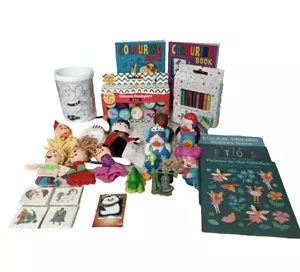 Box of New & Used Stocking Filler Toys Crayons, Tattoos, Stamps, Ducks etc. VGC - Picture 1 of 6