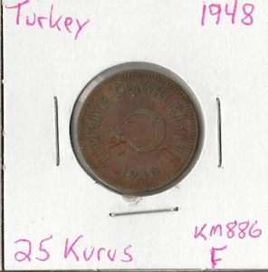Moneda Türkiye 25 Kurus 1948 KM886 - Imagen 1 de 1