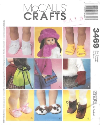 Uncut McCall's Craft Sewing Pattern # 3469 18" Doll Accessories Hat Scarf Mitten - Image 1 of 2
