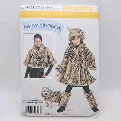 Simplicity 3940 Adult Caplet Child Coat Pet Sewing Pattern Size 3-8 XS-XL Uncut - Image 1 of 4