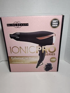 Bling Beauty Ionic PRO Hair Dryer with Concentrator and Diffuser - NEW OPEN BOX - Picture 1 of 7