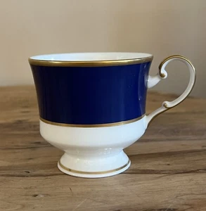 Vintage Mikasa Cathy Hardwick Cobalt Blue Bone China Footed Teacup A6500 - Picture 1 of 4