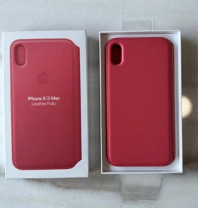 Genuine Apple iPhone XS Max Leather Folio Wallet/Card holder Case - Peony Pink - Picture 1 of 5