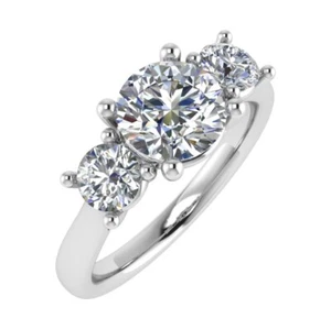 IGI,D/VS1, 1.5CT Meghan Lab-Grown Round Diamond Trilogy Ring, 950 Platinum - Picture 1 of 4