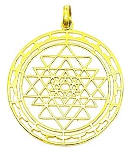 Shri Yantra Ashtdhatu Pendant For Spiritual Power Wealth Men & Women 1.5 Inch - Picture 1 of 3