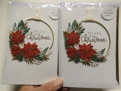 Tarjeta de firma de 2 sellos de alta calidad adorno colgante de Navidad decoración roja Foto 1 de 4