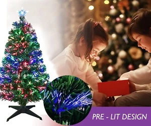Pre Lit Fibre Optic Christmas Tree Xmas Decoration Color Changing 2/3/4/5/6/7FT - Picture 1 of 19