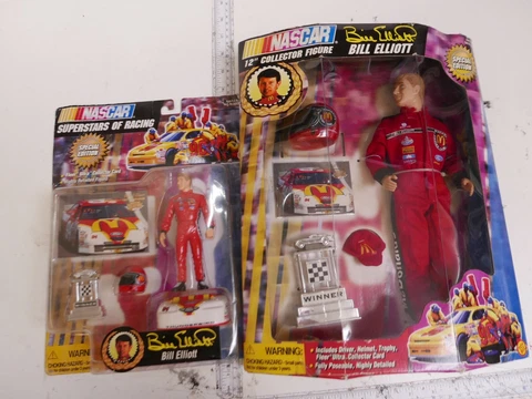 Lot of 2 NIB Nascar Bill Elliott 12" Collector Figure - McDonald's - Toy Biz Cover